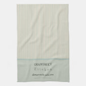 Custom Oma's Kitchen Cream & Pale Blue Streifen Geschirrtuch (Vertikal)