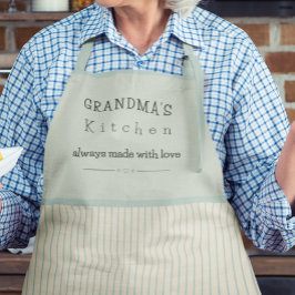 Custom Oma's Kitchen Cream & Pale Blue Streifen Schürze