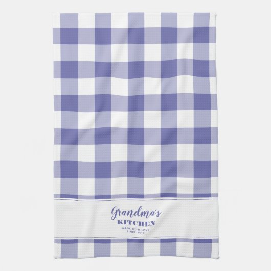 Custom Oma's Kitchen Periwinkle Blue Elegant Geschirrtuch (Vertikal)