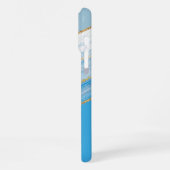 Custom Ombre Bright Azure Blue Marble Art Muster iPhone Hülle (Linke Seite)