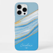 Custom Ombre Bright Azure Blue Marble Art Muster iPhone Hülle (Rückseite)