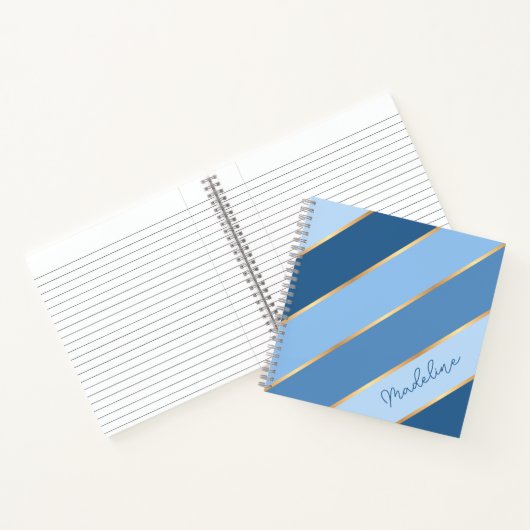 Custom Ombre Dark Medium Light Blue Streifen Notizblock (Innenseite)