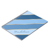 Custom Ombre Dark Medium Light Blue Streifen Notizblock (Linke Seite)