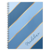 Custom Ombre Dark Medium Light Blue Streifen Notizblock (Vorderseite)