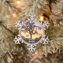 Custom Ombre Sunset Joshua Tree Schneeflocken Zinn-Ornament