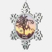 Custom Ombre Sunset Joshua Tree Schneeflocken Zinn-Ornament (Rechts)