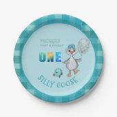 Custom ONE Albern Gänse Blue Party Plate Pappteller (Vorderseite)