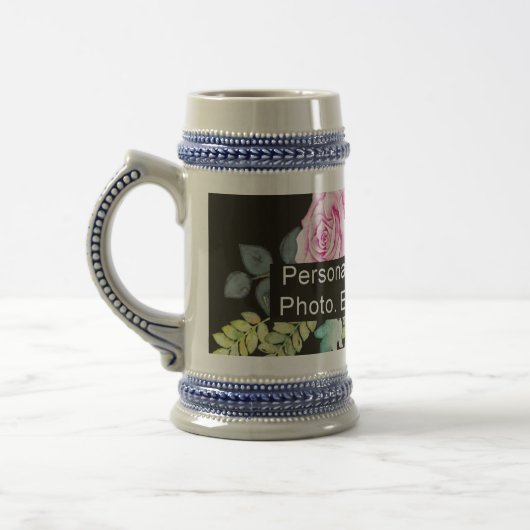 Custom One Foto Artwork Slogan Grau Blau Bierglas (Links)