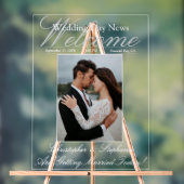 Custom One Foto Elegante Script Wedding Welcome Acrylschild (Neutral)