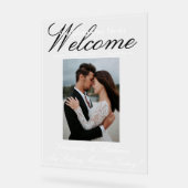 Custom One Foto Elegante Script Wedding Welcome Acrylschild (Winkel)