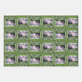 Custom One Foto Frohe Weihnachts-Blätter Berries Geschenkpapier Set (Vorderseite 2)