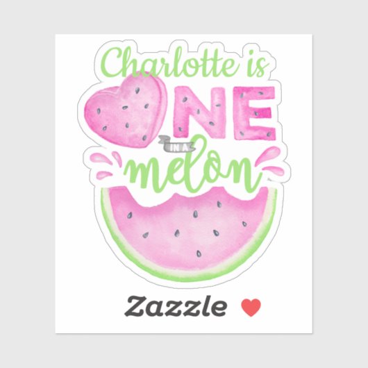 Custom "One in a Melon" Watermelon Name Aufkleber (Blatt)