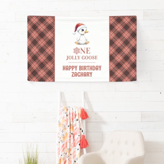 Custom One Jolly Goose December First Birthday Banner (Insitu)