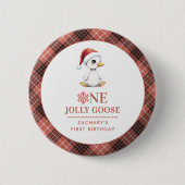 Custom One Jolly Goose December First Birthday Button (Vorderseite)