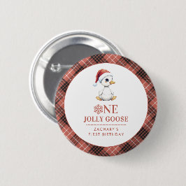Custom One Jolly Goose December First Birthday Button