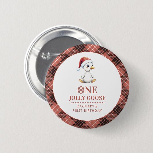 Custom One Jolly Goose December First Birthday Button (Vorne & Hinten)