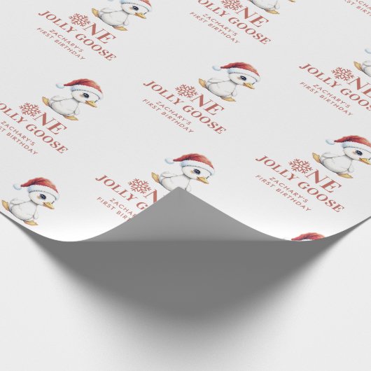 Custom One Jolly Goose December First Birthday Geschenkpapier (Ecke)