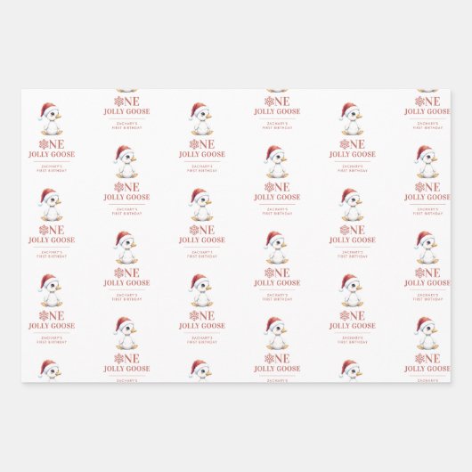 Custom One Jolly Goose December First Birthday Geschenkpapier Set (Vorderseite 2)