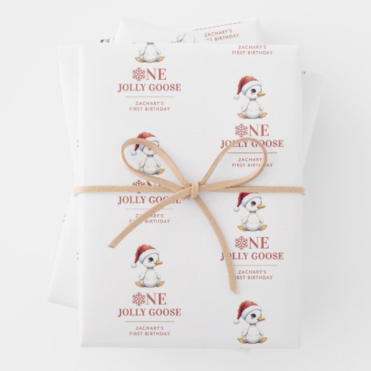 Custom One Jolly Goose December First Birthday Geschenkpapier Set (Beispiel)