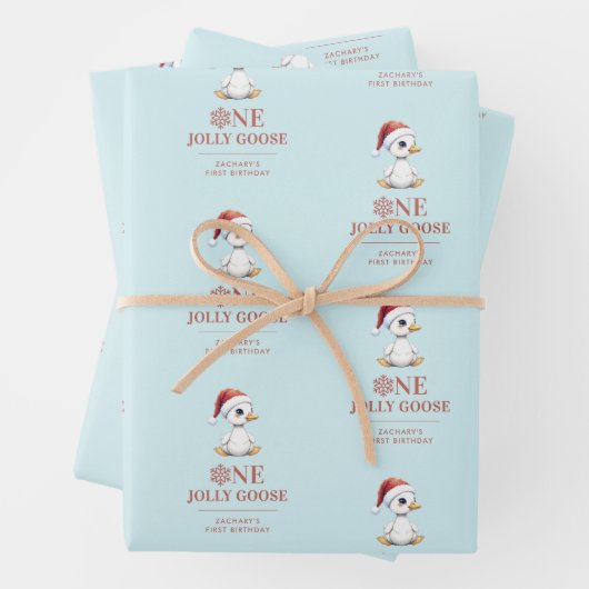 Custom One Jolly Goose December First Birthday Geschenkpapier Set (Beispiel)