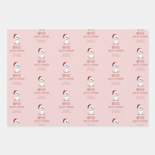 Custom One Jolly Goose December First Birthday Geschenkpapier Set (Vorderseite 2)