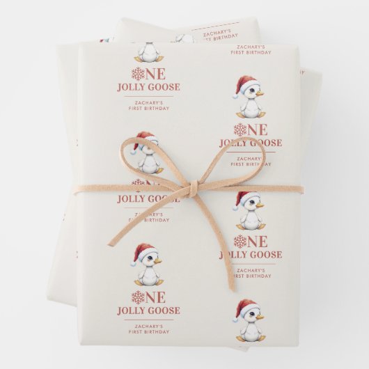 Custom One Jolly Goose December First Birthday Geschenkpapier Set (Beispiel)