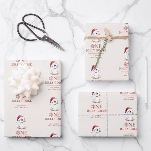 Custom One Jolly Goose December First Birthday Geschenkpapier Set (Vorderseite)