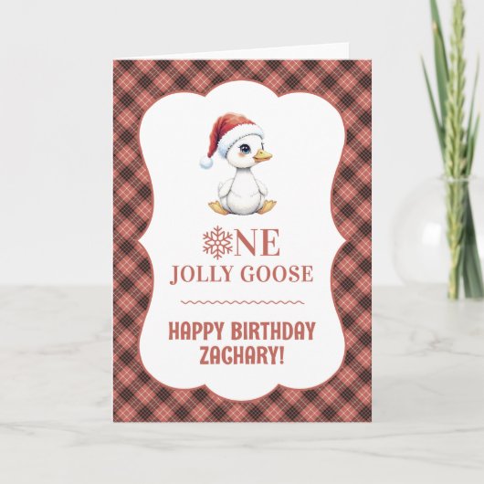 Custom One Jolly Goose December First Birthday Karte (Vorderseite)