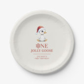 Custom One Jolly Goose December First Birthday Pappteller (Vorderseite)