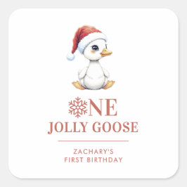 Custom One Jolly Goose December First Birthday Quadratischer Aufkleber