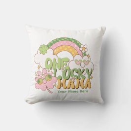 Custom One Lucky Mama Cute Retro Groovy Kissen