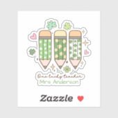 Custom One Lucky Teacher Retro Pencil Aufkleber (Blatt)