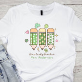 Custom One Lucky Teacher Retro Pencil T-Shirt