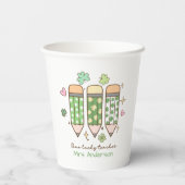 Custom One Lucky Teacher School Party Pappbecher (Rückseite)