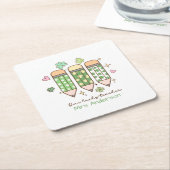 Custom One Lucky Teacher School Party Rechteckiger Pappuntersetzer (angewinkelt)