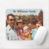 Custom One Photo Family Name Retro Script Simple Mousepad (Mit Mouse)