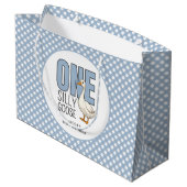 Custom One Silly Goose 1st Birthday Plaid Pattern Große Geschenktüte (Rückseite Schrägansicht)