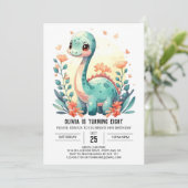 Custom Online Pastel Dinosaur Geburtstag Einladung (Stehend Vorderseite)