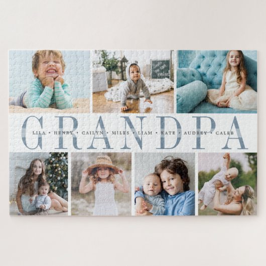 Custom Opa 7 Foto Großkinder Collage Puzzle (Horizontal)