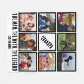 Custom Opa der Mann Mythos Legende 8 Foto Collage Fleecedecke (Vorderseite (Horizontal))