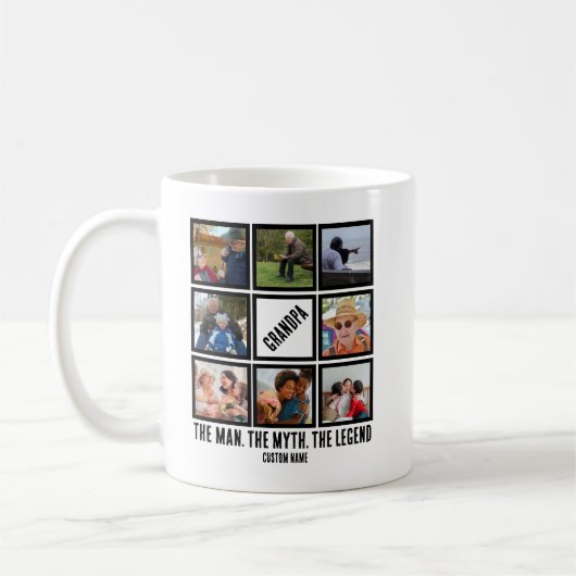 Custom Opa der Mann Mythos Legende 8 Foto Collage Kaffeetasse (Links)
