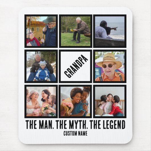 Custom Opa der Mann Mythos Legende 8 Foto Collage Mousepad (Vorne)