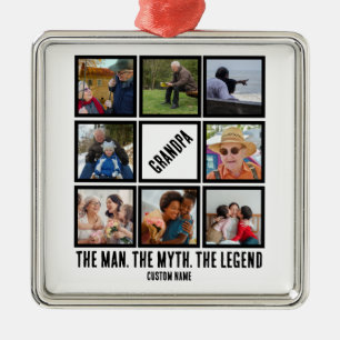 Custom Opa der Mann Mythos Legende 8 Foto Collage Ornament Aus Metall
