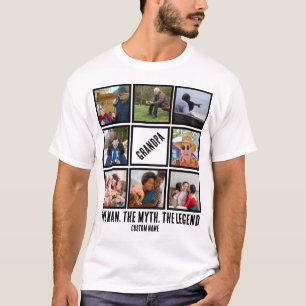 Custom Opa der Mann Mythos Legende 8 Foto Collage T-Shirt