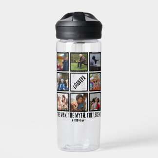 Custom Opa der Mann Mythos Legende 8 Foto Collage Trinkflasche