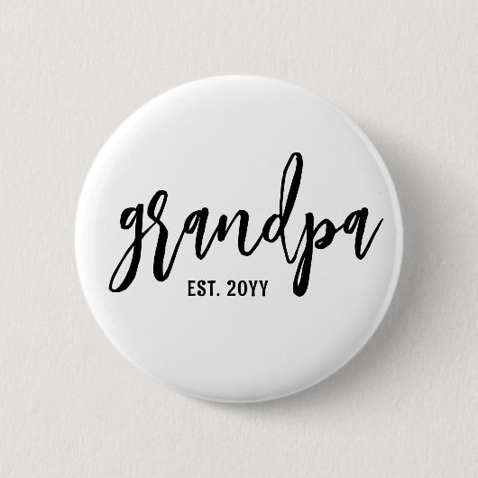 Custom Opa Est. Modern Brush Script Typografie Button (Vorderseite)