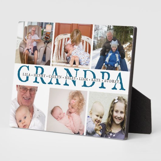 Custom Opa & Grandkids Foto Collage Plaque Fotoplatte (Seite)
