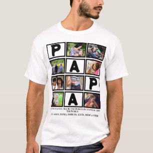 Custom Opa Vathers Day Papa 9 FotoCollage T-Shirt