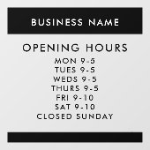 Custom Opening Hours Modern Minimalist Window Fensteraufkleber (Blatt)