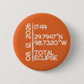 Custom Orange 2026 Solar Eclipse Button (Vorderseite)